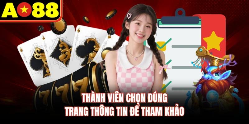 Thành viên chọn đúng trang thông tin để tham khảo